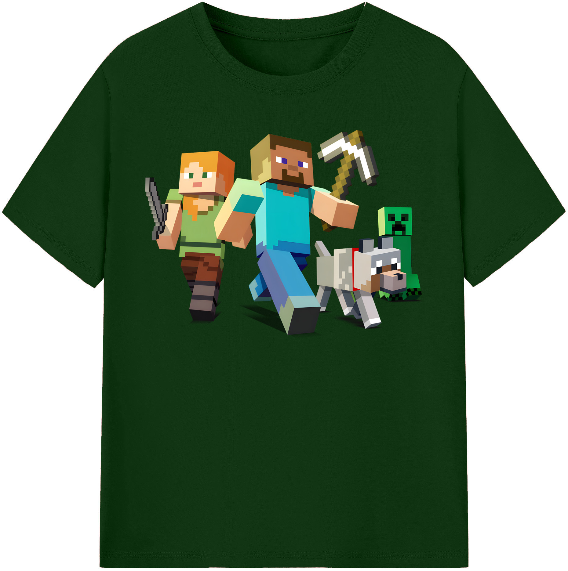 （画像用） マインクラフト ブロックの世界 Minecraft MC Block world 綿100％半袖Tシャツ（フロントプリント）